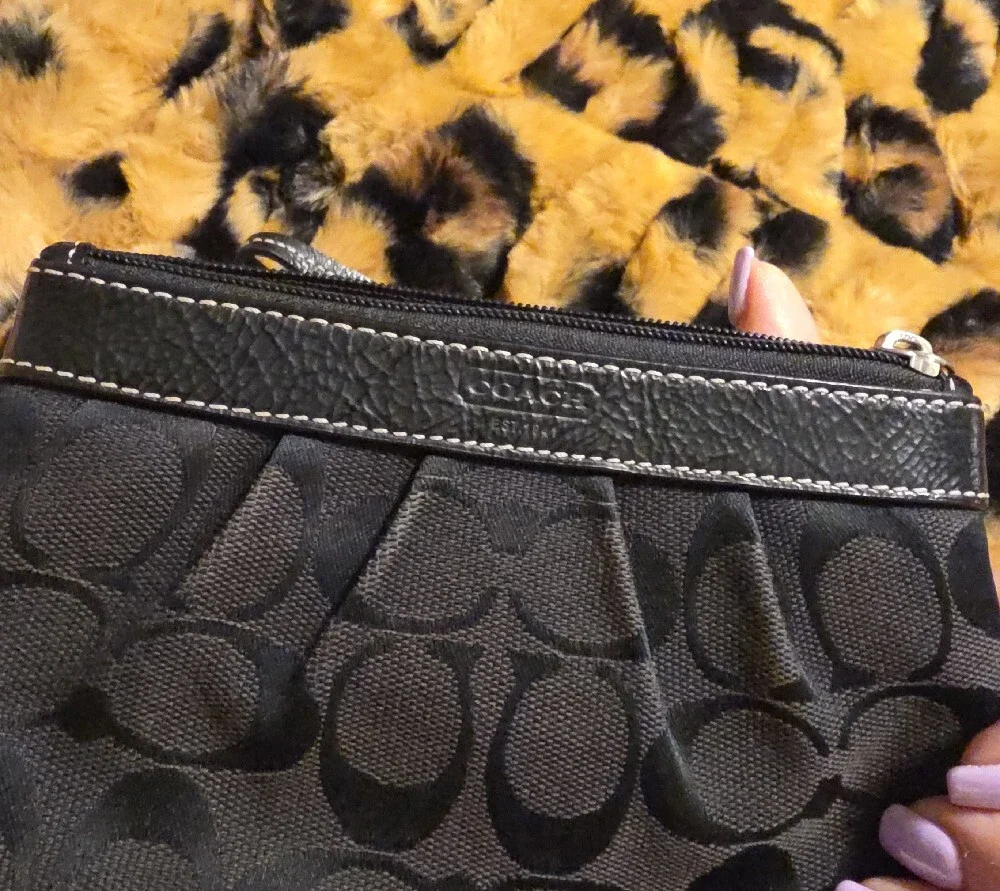 Coach Black Signature Wristlet Clutch